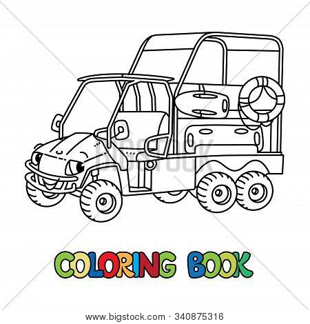 Funny Resque Vehicle With Eyes. Car Coloring Book
