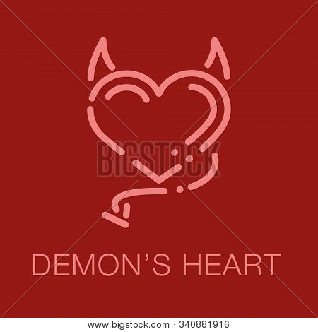 Valentines Line Icon Card On Red Background