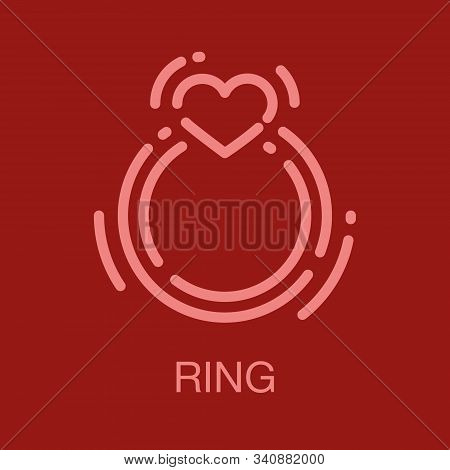 Valentines Line Icon Card On Red Background