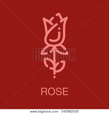Valentines Line Icon Card On Red Background