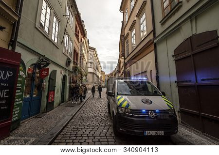 Prague, Czechia - November 2, 2019: Van Of The City Police, Also Called Mestska Policie Of Prague Pa