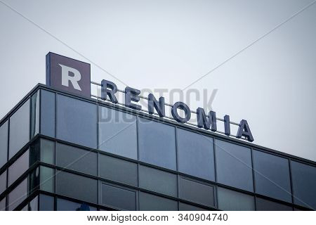 Brno, Czechia - November 5, 2019: Renomia Logo In Front Of Their Main Office For Brno. Renomia Is An