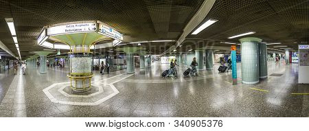 Frankfurt, Germany - July 9, 2016: Subway Train Station Hauptwache In Frankfurt. With 181,000 Passen