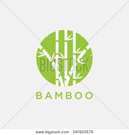 Green Bamboo Vector Icon Logo Design Template