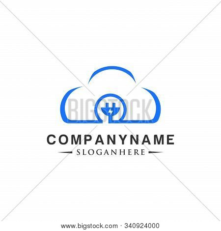 Cloud Power Electric Logo Design Vector Template