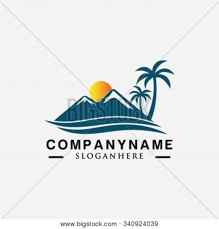 Mountain Palm Illustration, Outdoor Adventure Logo Design
