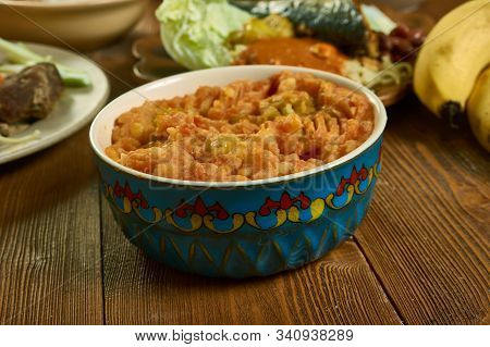 Mpoto Mpoto, Yam Pottage, Made From Cocoyam Or Yam., Ghanaian Cuisine, Traditional Assorted African 