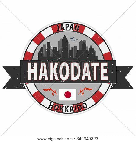 Japanese Hakodate City Grungy Rubber Stamp Vector Illustration