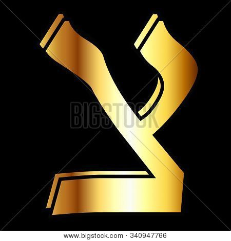 Beautiful Golden Hebrew Alphabet. The Letters Hebrew Gold, The Font Is Stylish And Bright. Vector Il