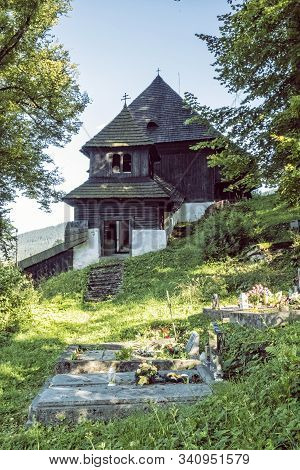 Wooden Articular Church Of Lestiny, Slovak Republic. Architectural Theme. Travel Destination.
