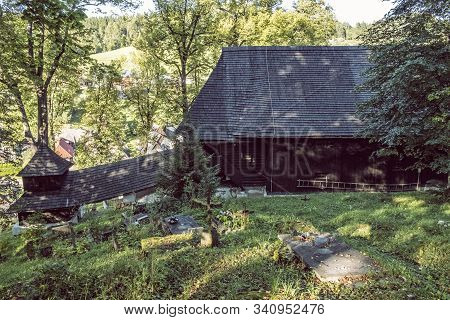 Wooden Articular Church Of Lestiny, Slovak Republic. Architectural Theme. Travel Destination.