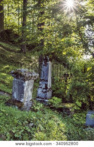 Old Tomb Stones, Wooden Articular Church Of Lestiny, Slovak Republic. Architectural Theme. Travel De