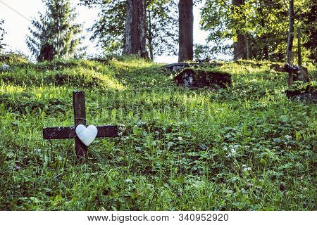 Old Tomb Stone, Wooden Articular Church Of Lestiny, Slovak Republic. Architectural Theme. Travel Des