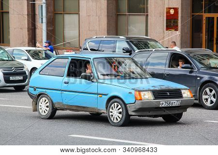Moscow, Russia - June 2, 2013: Old Car Zaz 1102 Tavria In The City Street.
