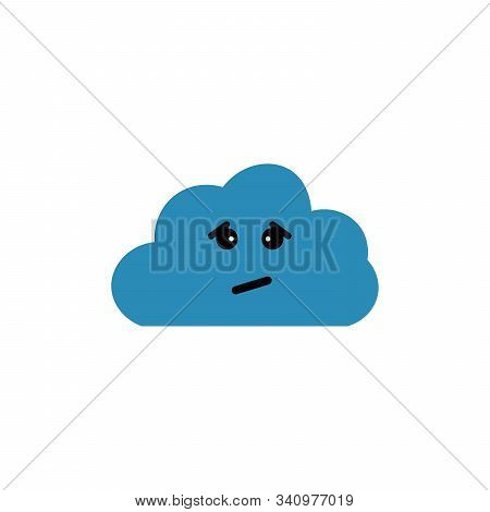 Sad Cloud Vector Illustration, Cloud Sticker, Concept White Isolated.