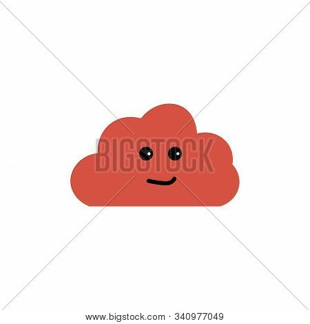 Smirking Cute Pink Cloud Character Cartoon. White Isolated. Banner, Sticker, Background