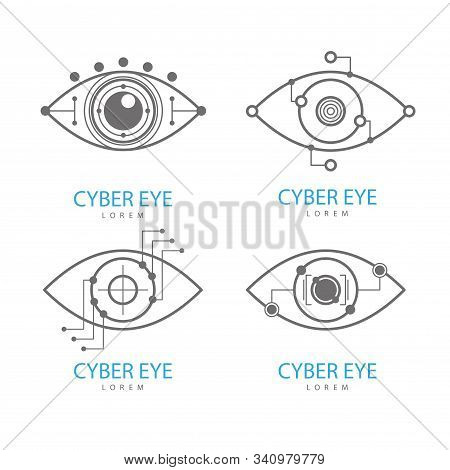 Eye Scanner Logo Set .cyber Eye On A White Background .electronic Nanotechnology .technologies Of Th