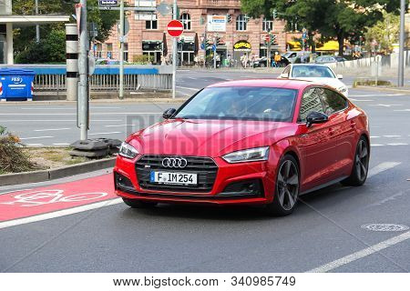 Frankfurt Am Main, Germany - September 17, 2019: Red Luxury Car Audi S5 Sportback In The City Street