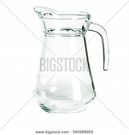 An Empty Glass Glass And A Carafe For Water Stand On A White Background