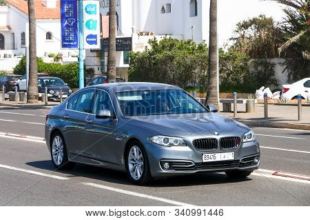 Casablanca, Morocco - September 29, 2019: Luxury Car Bmw 5-series (f10) In The City Street.