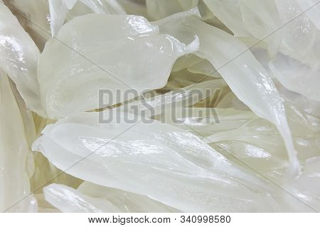 Close-up view of Thailand pomelo isolated on background. Close-up, separated pomelo seeds.