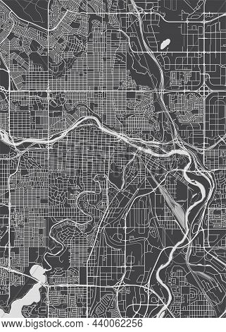 City Map Calgary, Monochrome Detailed Plan, Vector Illustration