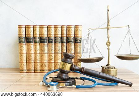 Mlaw Gavel And Stetoscope, Edical Law Concept