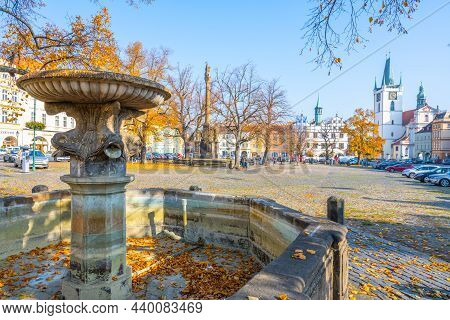 Litomerice, Czech Republic - October 28, 2021: Peace Square, Czech: Mirove Namesti, In Litomerice On