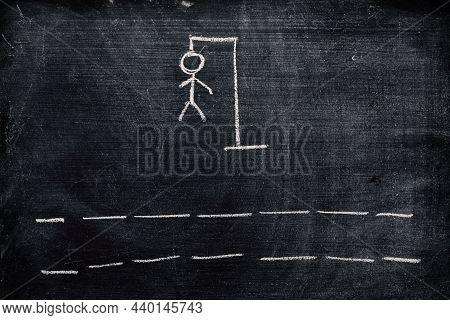 Hangman Game On Dirty Chalkboard With Copy Space