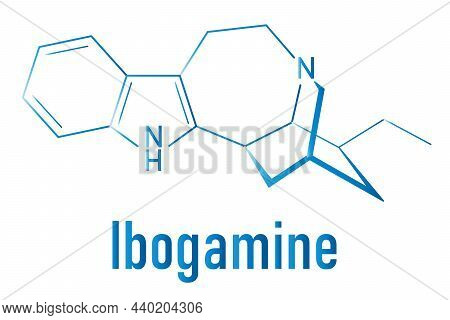 Ibogamine Alkaloid Molecule, Found In Tabernanthe Iboga. Skeletal Formula.