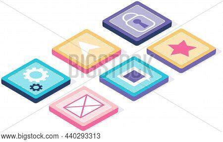Icons Of Mobile Application. Creative Illustration Design, Graphic Idea For Infographics. Programmin