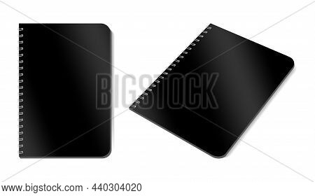 The Mockup Of A Notebook On A Spring Is An Isolated Illustration On A White Background. The Template