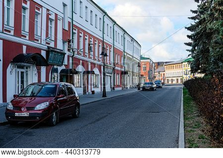 Ribinsk, Russia - August, 9, 2021: street in a center of Ribinsk, Russia
