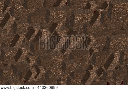 Cooper Foil Tiles Seamless Pattern, 3d Illustration Background