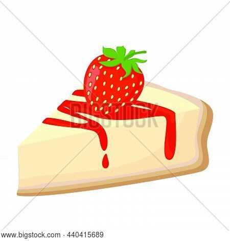 Cheese Cake With Fruit Strawberry And Straberry Sauce