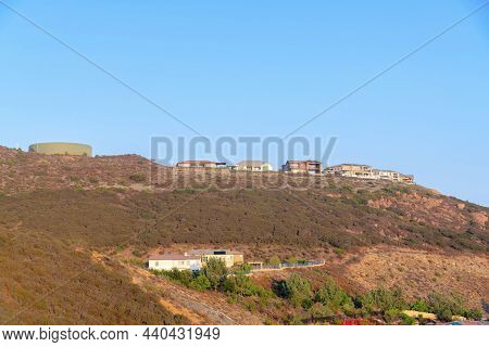 Residential Area On A Mountain With Water Reservoir On Top At Double Peak Park
