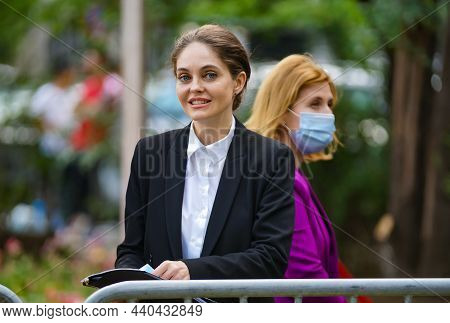 Bucharest, Romania - June 16, 2020: Oana Valeria Zaharia, Director Of The Administration Of Monument