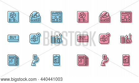 Set Line Stock Market News, Hand Holding Bitcoin, Pie Chart Infographic, Mobile Stock Trading, Finan