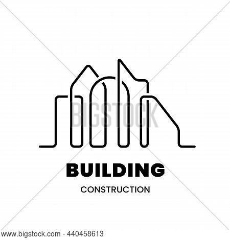 Building Construction Logo Design Template. Abstract City Scape. Stock Vector Emblem.