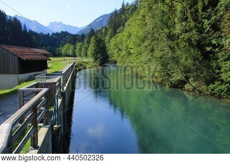 View Of The Trettach River Near Oberstdorf In The Allgäu