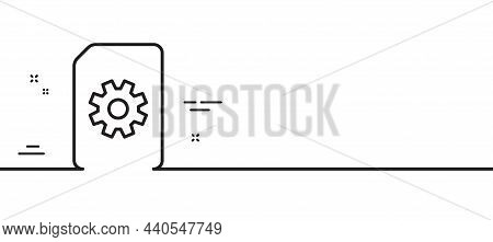 Document Management Line Icon. Information File With Cogwheel Sign. Paper Page Concept Symbol. Minim