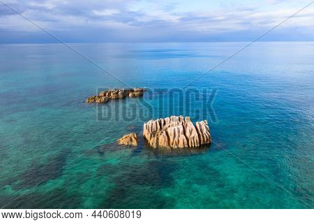 Famous Anse Volbert (Cote d'Or) beach on the Praslin island, Seychelles