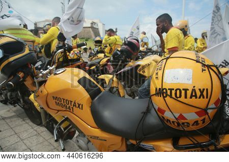 Motorcycle Taxi Driver During A Protest In Salvador