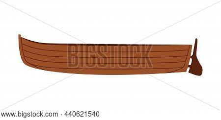 Wooden Rowboat As Watercraft Or Swimming Water Vessel Vector Illustration