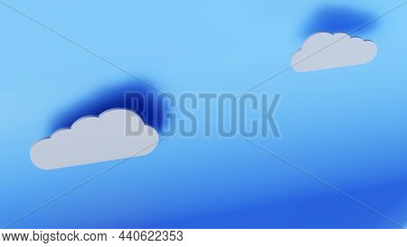 Cloud 3d Render Glossy Icon Symbol. Blue Variant