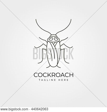 Cockroach Insect Line Art Logo Vector Symbol Illustration Design