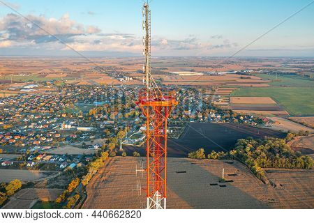 Telecommunication Tower. Tv Antenna And Cellular Transmitter