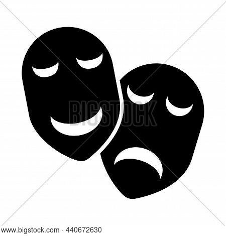 Theatrical Masks Sign. Sad And Happy. Dark Shadow. Emotion Background. Movie Symbol. Vector Illustra