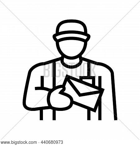 Postman Worker Line Icon Vector. Postman Worker Sign. Isolated Contour Symbol Black Illustration