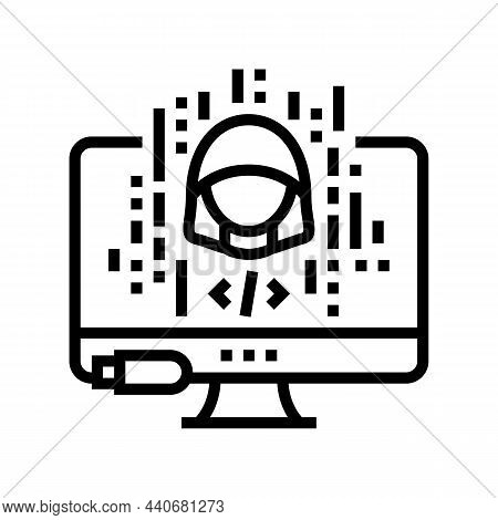 Hacked Software Line Icon Vector. Hacked Software Sign. Isolated Contour Symbol Black Illustration